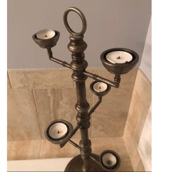Vintage Style Pottery Barn Metal Candleholder Multi-Tier Candelabra Accent Decor - Picture 9 of 16
